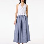Regular Fit Pamuklu Poplin Ekose Uzun Etek