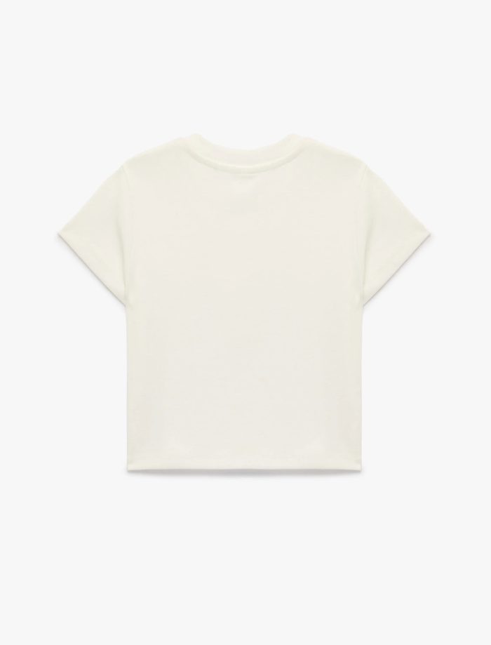 Sibil Çetinkaya - Slim Fit Kısa Kollu Bisiklet Yaka Tavşan Baskılı Crop Tişört - Görsel 4