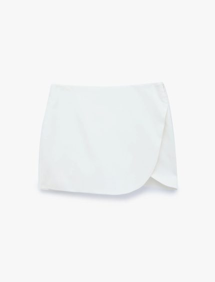 Slim Fit Cepli Kruvaze Süper Mini Şort Etek