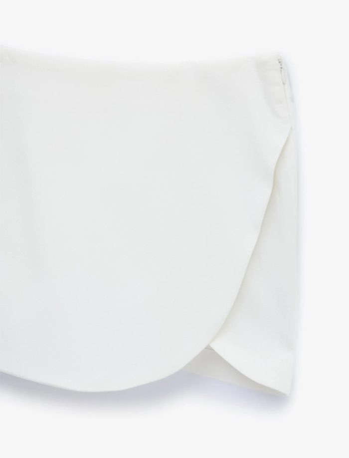 Slim Fit Cepli Kruvaze Süper Mini Şort Etek - Görsel 3