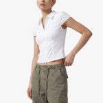 Slim Fit Kısa Kollu Klasik Yaka Fermuarlı Crop Gömlek