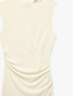Slim Fit Kolsuz Bisiklet Yaka Drapeli Midi Abiye Elbise - Görsel 5
