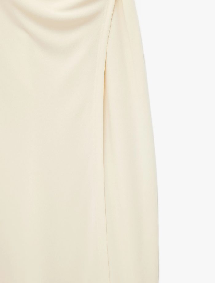 Slim Fit Kolsuz Bisiklet Yaka Drapeli Midi Abiye Elbise - Görsel 6