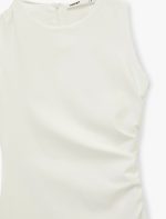 Slim Fit Kolsuz Drape Detaylı Bisiklet Yaka Mini Elbise - Görsel 5