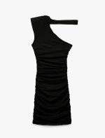 Tek Omuz Tül Detaylı Slim Fit Bodycon Mini Abiye Elbise - Görsel 5