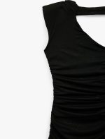 Tek Omuz Tül Detaylı Slim Fit Bodycon Mini Abiye Elbise - Görsel 7