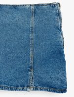 Yırtmaç Detaylı Pamuklu Mini Denim Şort Etek - Görsel 6
